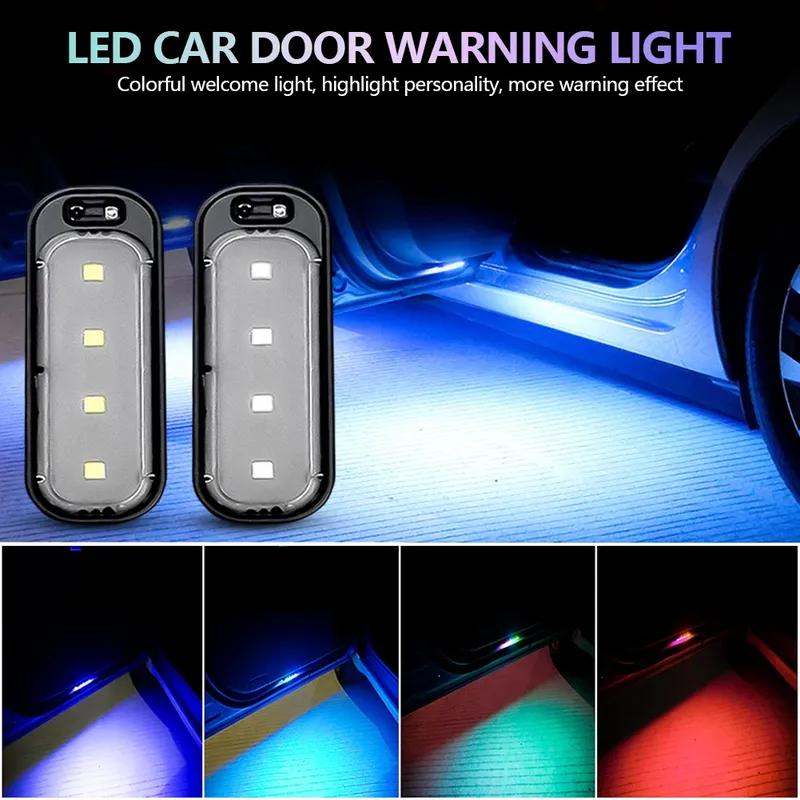 Wireless RGB Car Door Welcome Light Auto LED Decoration Ambient Lamps USB Charging Door Light Safety Anti-collision Signal Lamp