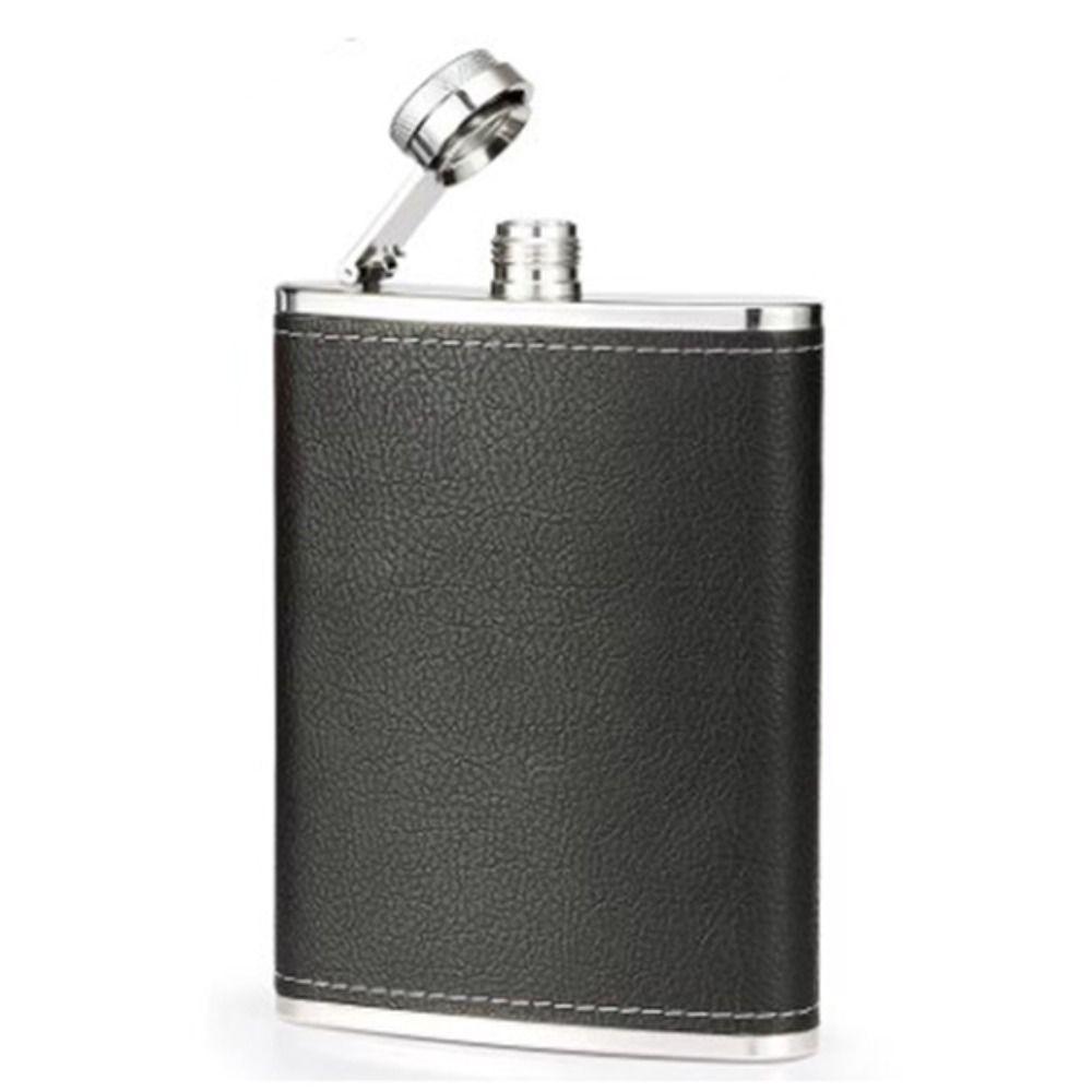 With Funnel and Cups Leather Texture Hip Flask 8 Oz Whiskey Flasks Bar Tool Flagon Travel