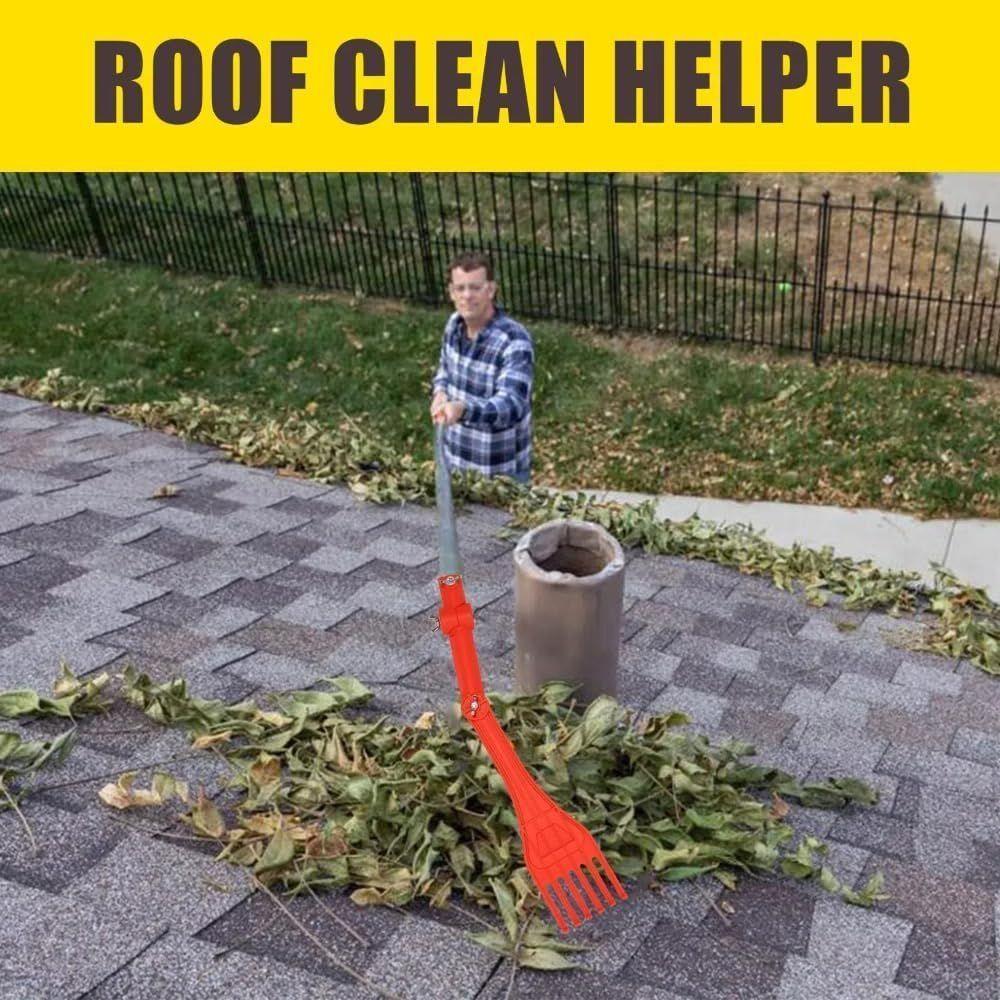 Where Debris Accumulates Mini Rake Removing Leaves and Branches  for Roof and Gutters
