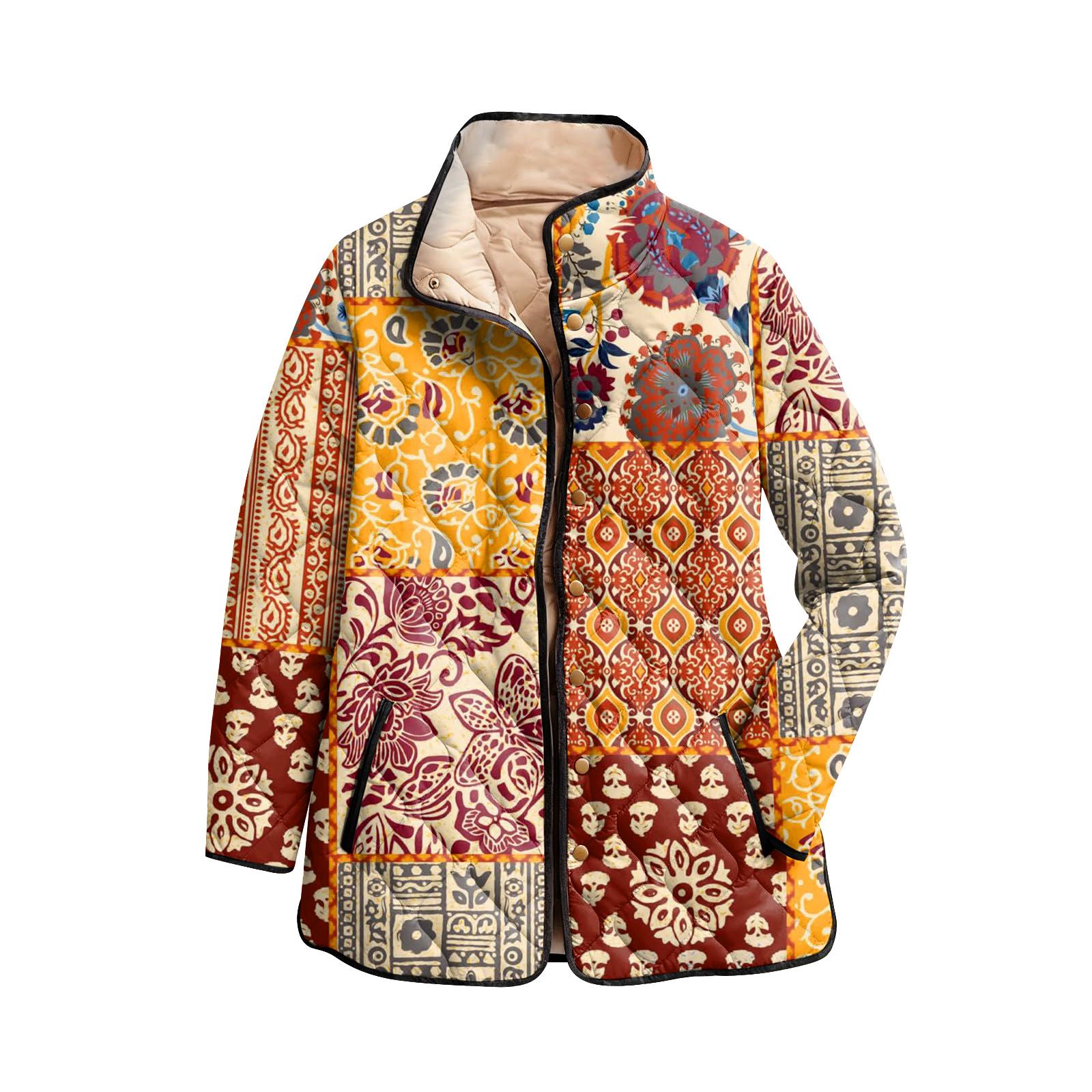 

Женская хлопковая куртка с цветочным принтом, воротником-стойкой, плиссировкой, длинными рукавами и пуговицами XS жёлтый