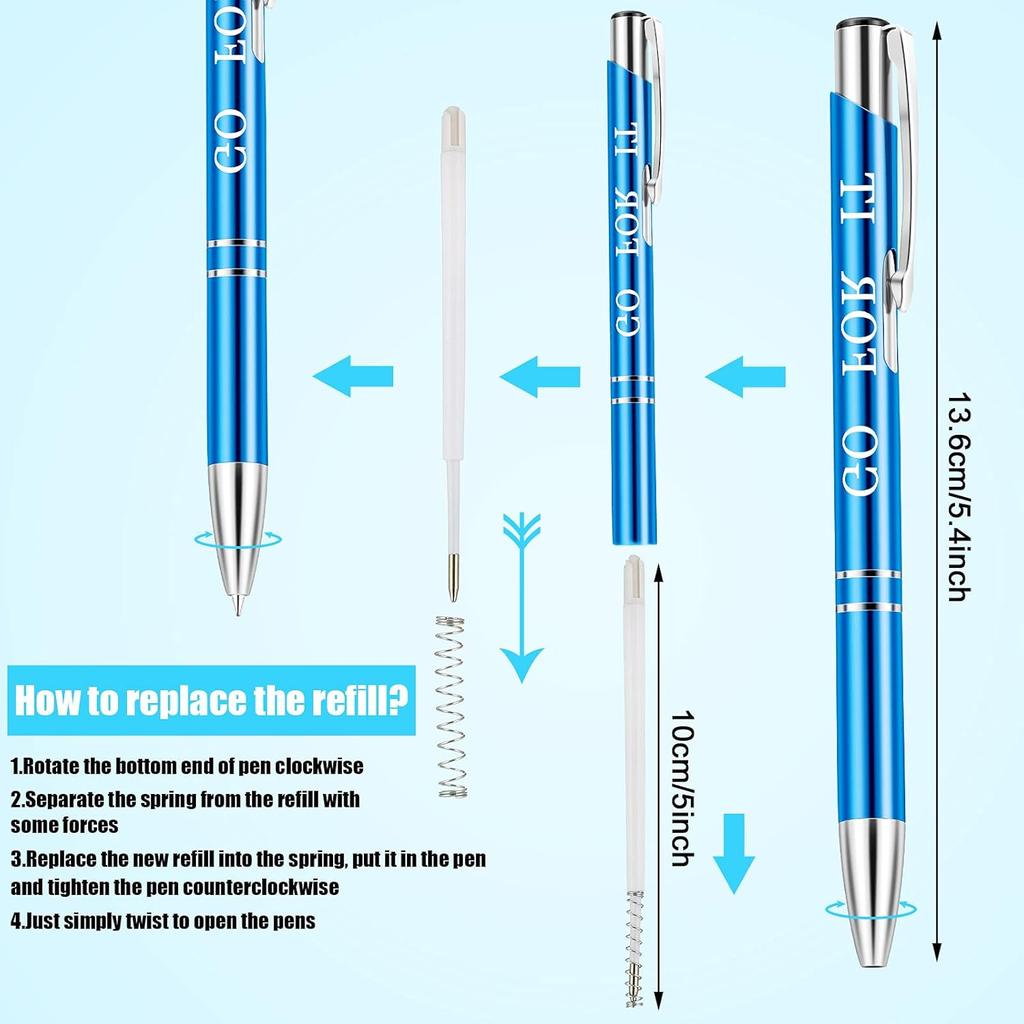 10 Pieces pirational Ballpoint Pens Employee Appreciation Gifts Bulk Motivational Quote Pens with Coated Metal Motivational Gifts Pens for Men Women,