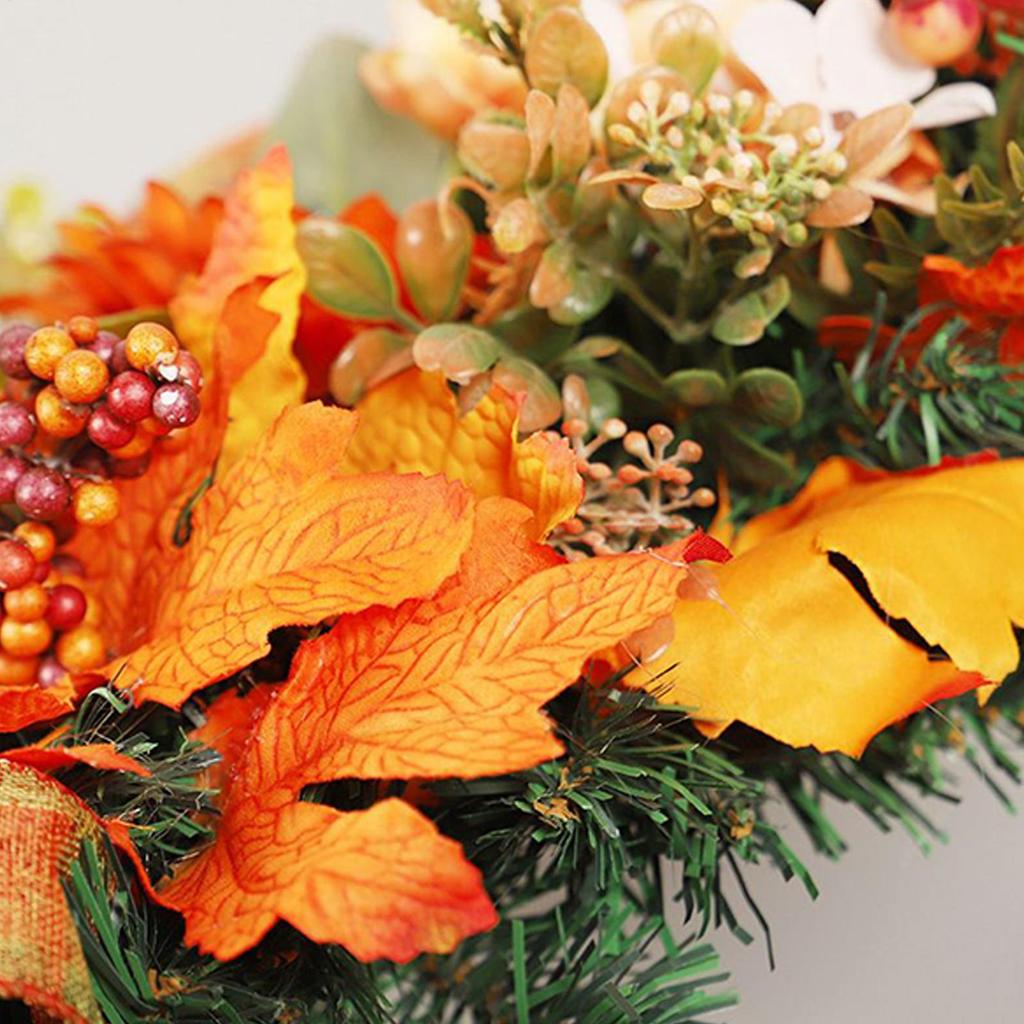 Fall Teardrop Swag Flower Maple Berry Wreath Decor Artificial Autumn Wreath Decor for Holiday Decorators Office Apartment Coffee