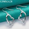 925 Sterling Silver Heart AAA Zircon Earrings For Women Charm Jewelry