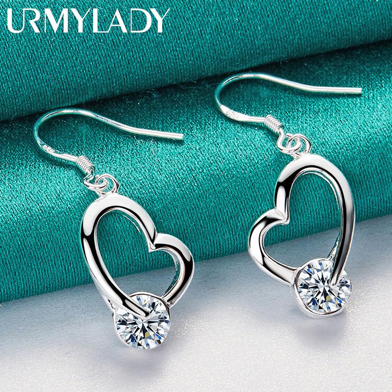 925 Sterling Silver Heart AAA Zircon Earrings For Women Charm Jewelry