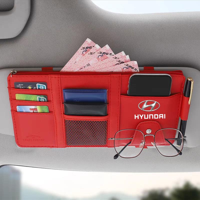 Car Sun Visor Point Type Multi-function Storage Bag Car Accessories For Hyundai Logo IX35 Bayon Kona I30 ElantraSolaris Palisade