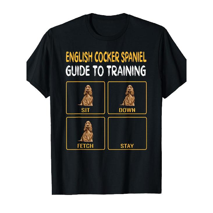 Funny English Cocker Spaniel Guide to Training Dog Obedience T-Shirt S