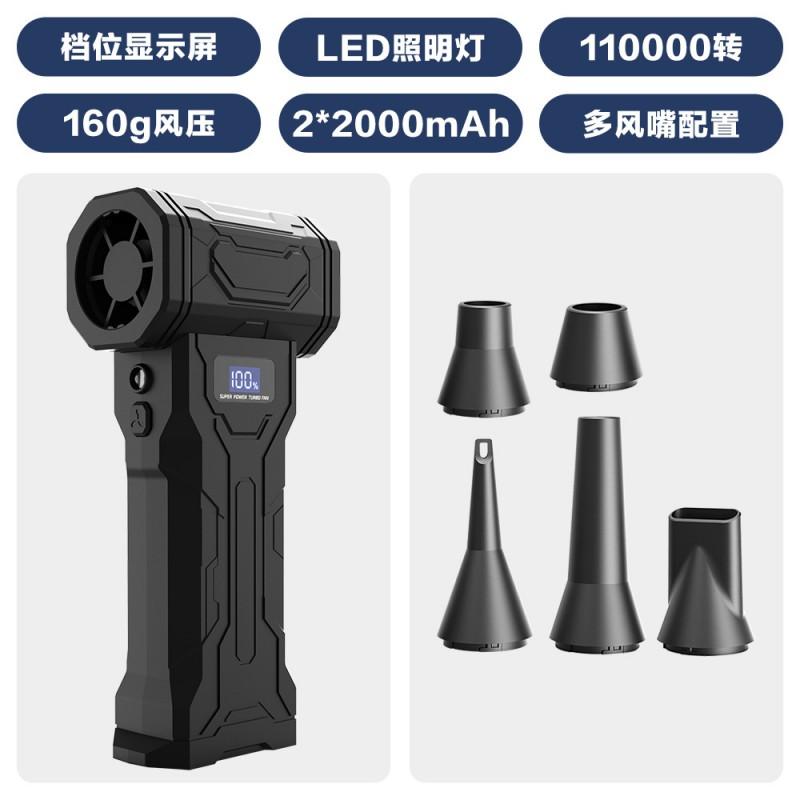 Portable Brushless Turbo Fan With USB Charging 6-Blade Metal Blade 4-Speed Car Camping Office Travel