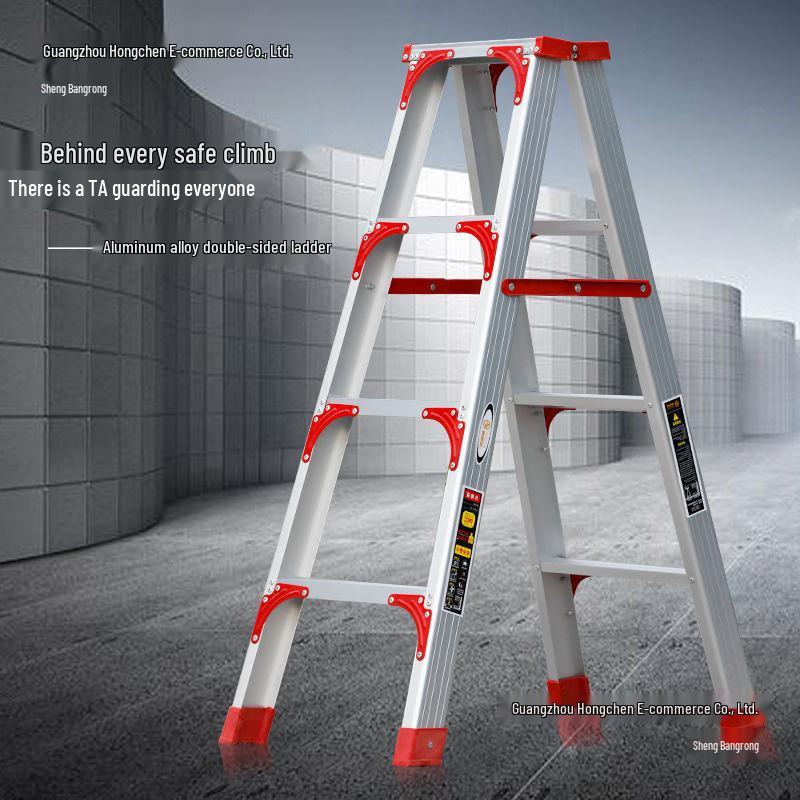 4m Aluminum Alloy A-Frame Ladder: Thickened, Non-Extendable, Foldable Household and Engineering Use