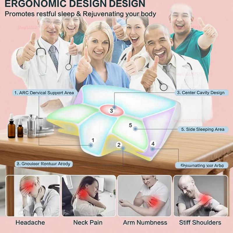 Cervical Support Pillow Memory Foam Neck Pain Relief Pillow for Neck and Shoulder Comfort Ergonomic Cervical Cushion for Sleep