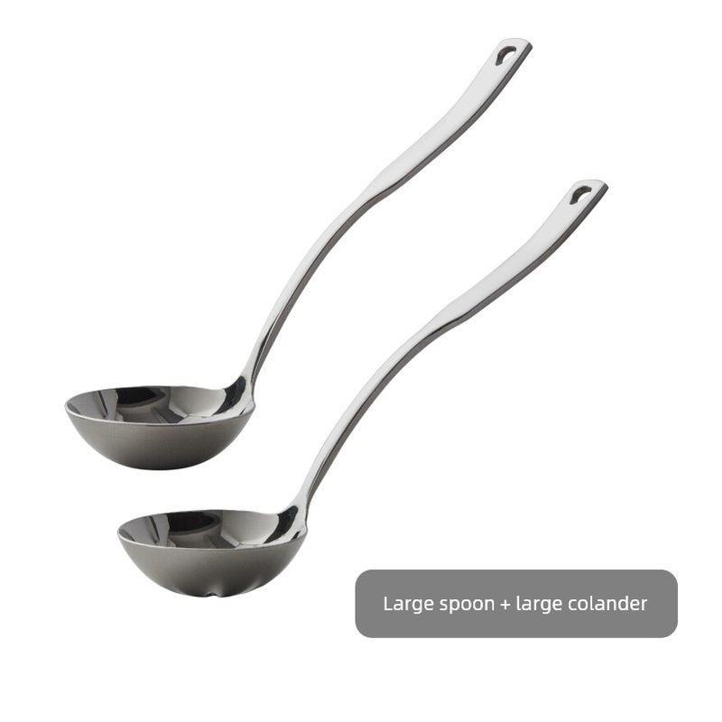 Soup Spoon For Home 304 Stainless Steel Spoon Colander Long Handle Hot Pot Spoon Spoon for Soup Serving Suit Spoon Large Size Soup Spoon
