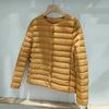 D new down jacket women's light and thin short round neck warm duck down liner versatile and thin solid color light coat tide