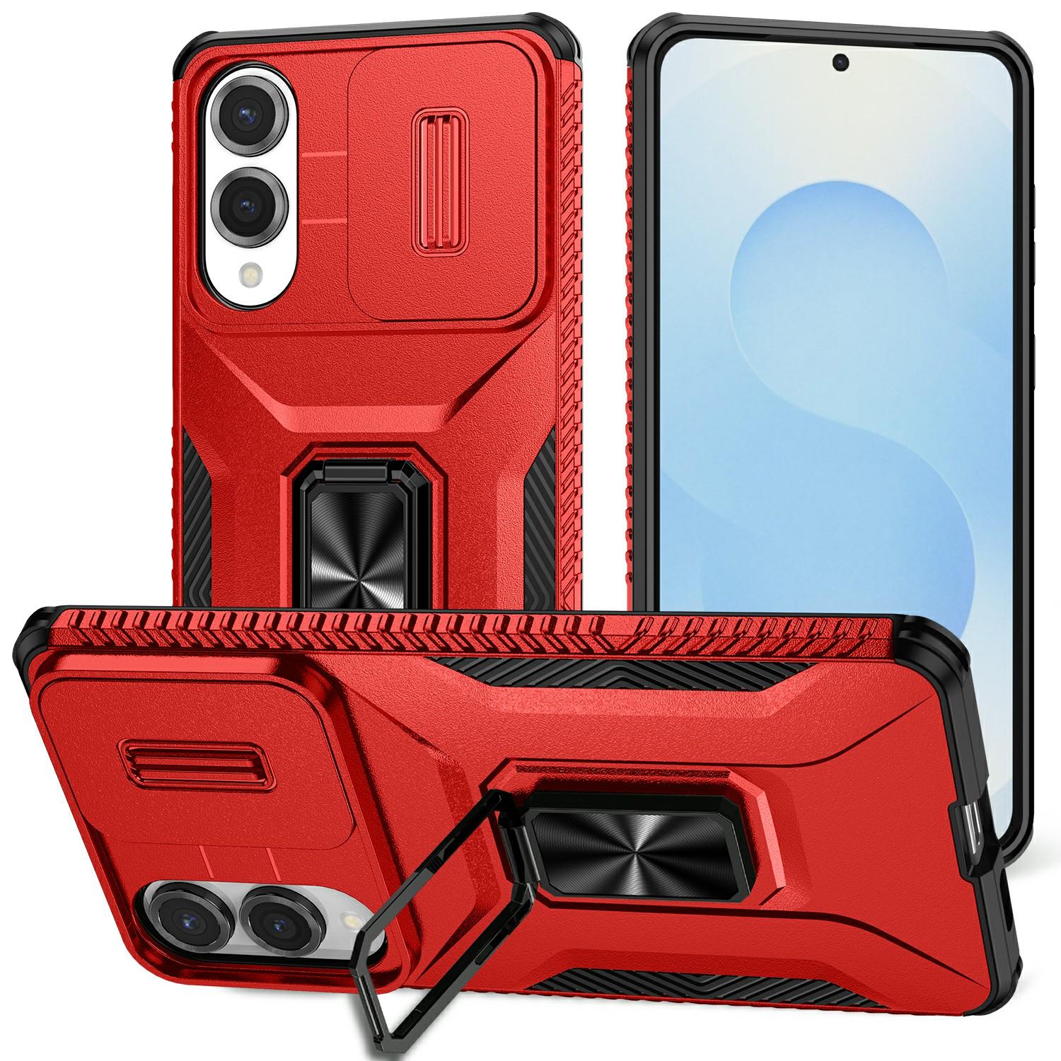 

For Samsung Galaxy S25 Edge Case Camshield Kickstand TPU+PC Anti-Slip Phone Cover Red
