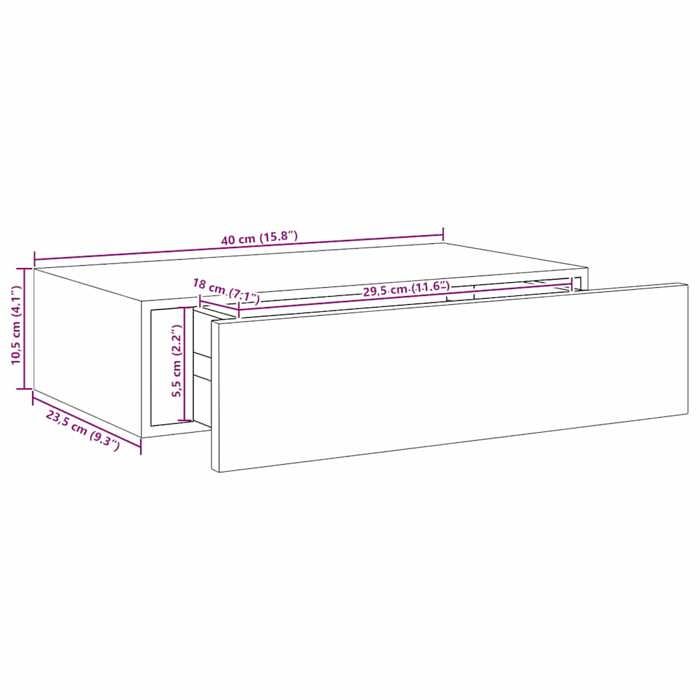 VidaXL 2x Etagères à Tiroirs Murales Etagères Flottantes Etagères Suspendues Supports Muraux Salon Salle de Séjour Intérieur 330244