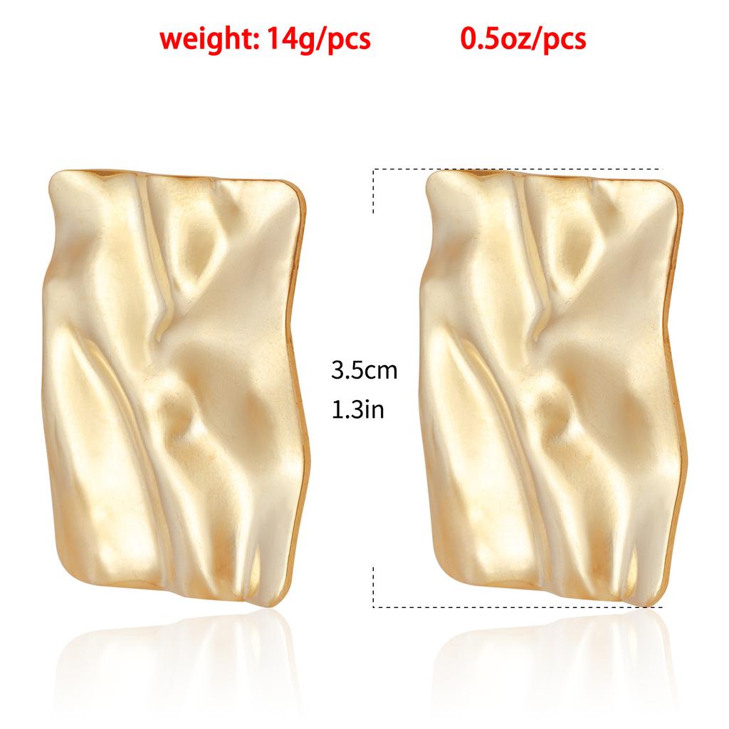 Gränsöverskridande Smycken Ins Veckade Geometriska Fyrkantiga Glansiga Örhängen, Överdrivna Lätt Lyx Högkvalitativa Stiftörhängen