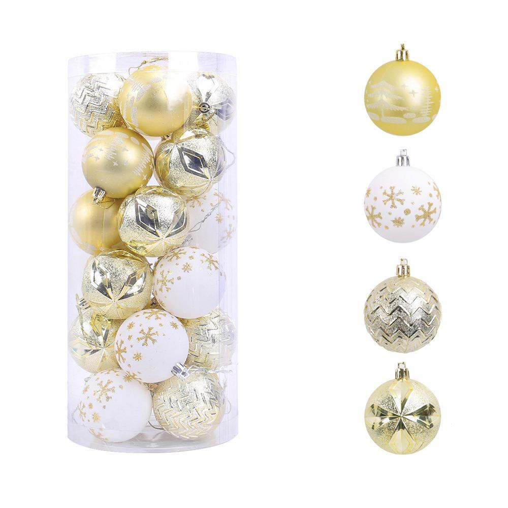 24pcs Shatterproof Painted Christmas Balls Pendant Christmas Tree Pendants Holiday Party Ornament