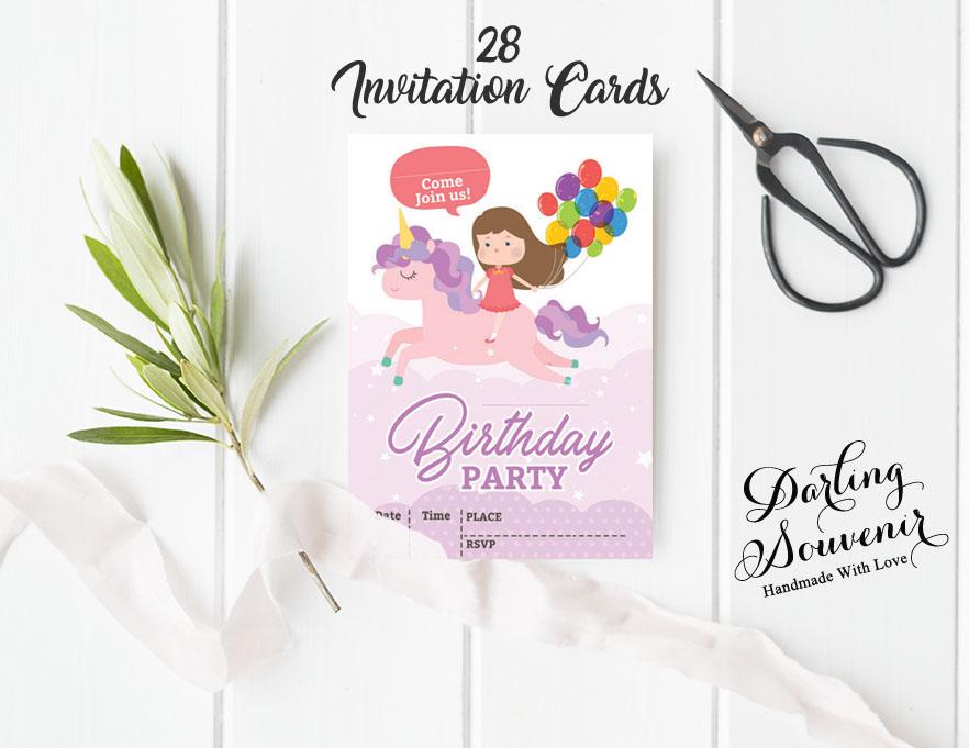 Darling Souvenir Purple Birthday Invitation Card Printable Elegant Fill or Write In Blank Party Invites 28 Pcs 5 x 7
