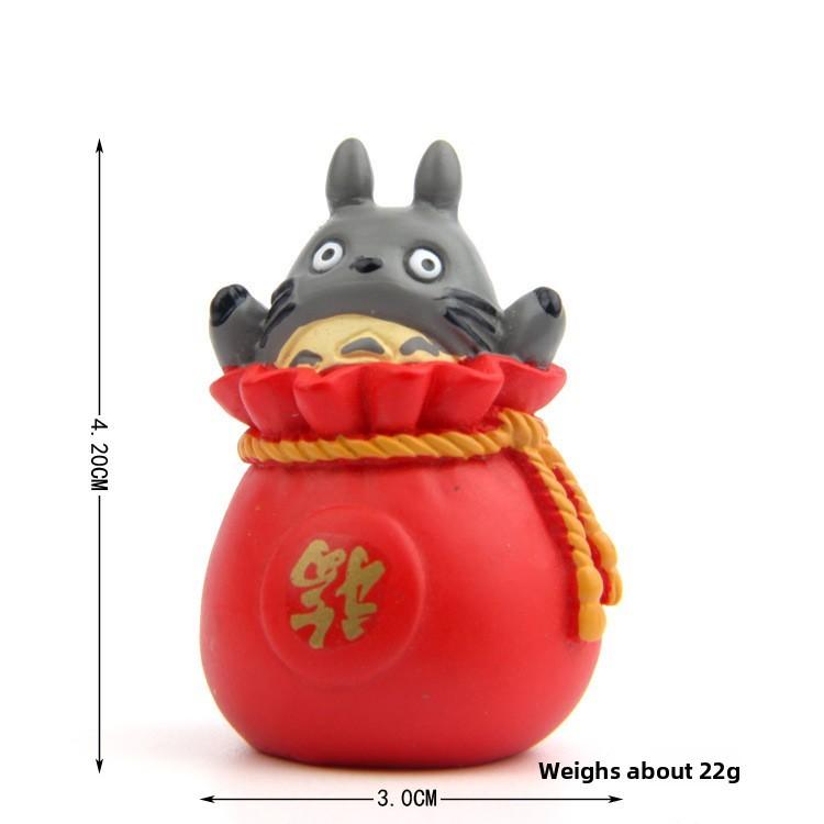 Bag Totoro Lucky Cat Girl New Year Theme Mini Model Ornament For Decoration Prop