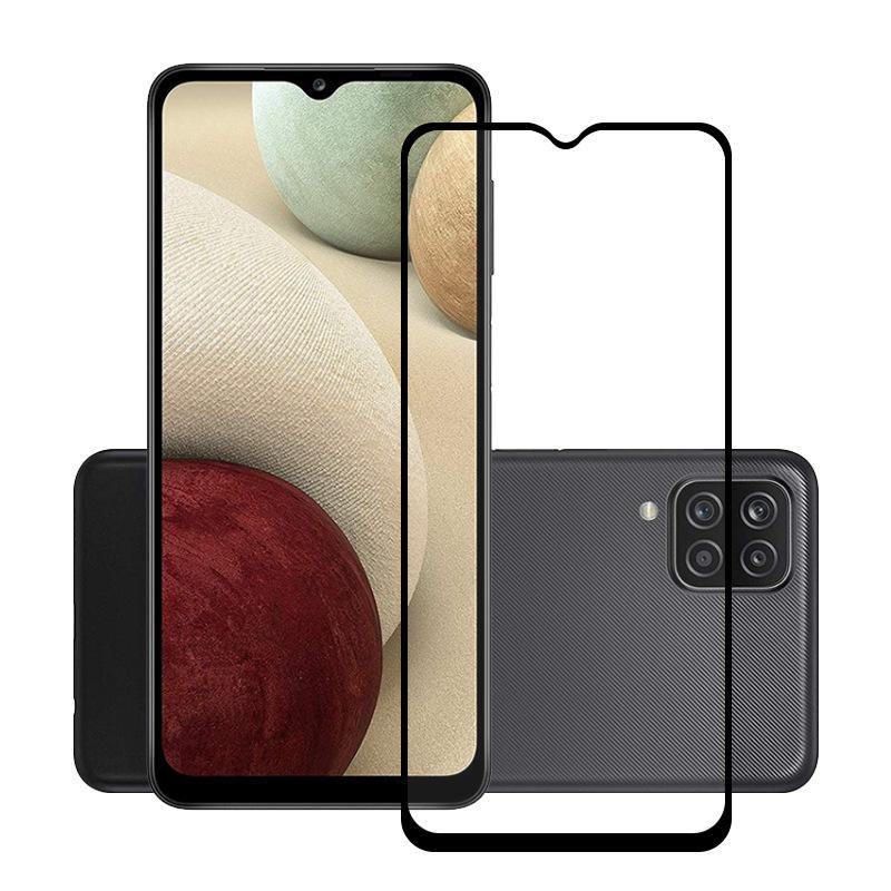 Samsung Galaxy A12 Full Screen Black Edge HD Tempered Glass Anti-Fall Protector