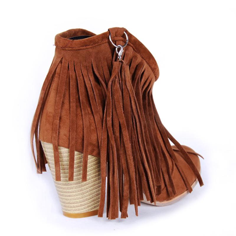 Mode 2024 Große Größe 34-43 Schwarz Braun Rosa Quasten Plattform Frauen Schuhe Frau Vintage Fringe High Heels Stiefeletten yji89