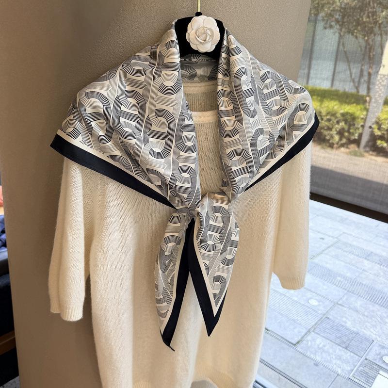 Spring and Autumn Premium Triangle Scarf Double Layer Satin Korean Edition Small Shawl Silky Smooth Foreign Style Neck Protection Silk Scarf Scarf