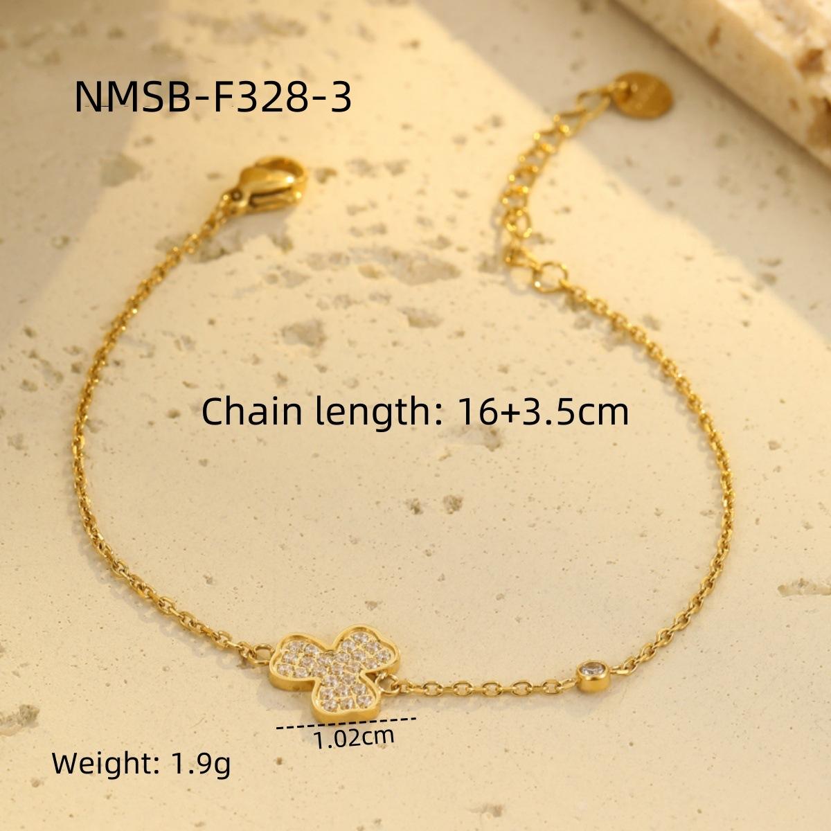 GEMCHIC Women s Fashion Stainless Steel Bracelet with Pave Paw and Clover Charms - Gold & Silver Plated Dainty Chain Jewelry 18K