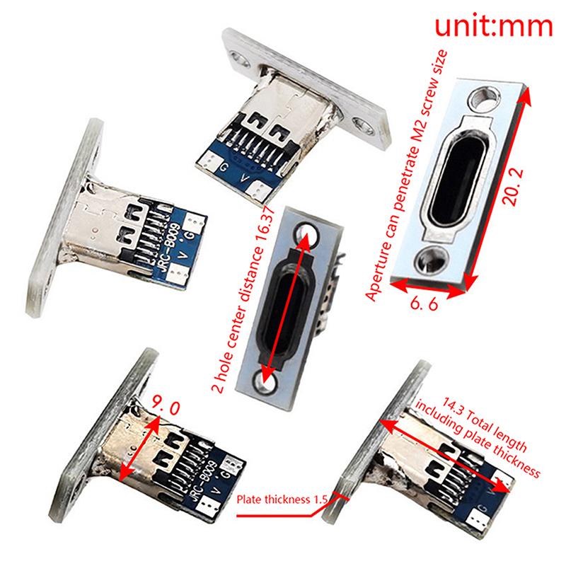 10 stk USB 3.1 Type C Sokkel Festebrakett Type-C USB-kontakt 3.1 Type-C 2-pinners 4-pinners Hunnkontakt Ladeport