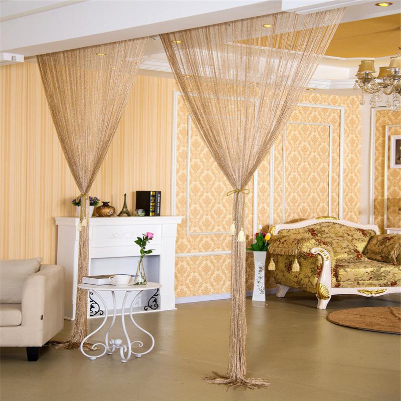 Glitter Door String Curtain Silver Ribbon Shiny Tassel Flash Line Curtain Valance for Window Room Home Decoration