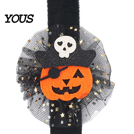 Velvet Wristband Party Favors Stuffed Halloween Slap Bracelets for Kids, Plush Pumpkin Ghost Skull Cute Wrist Kids Holiday Goodie Bag Fillers