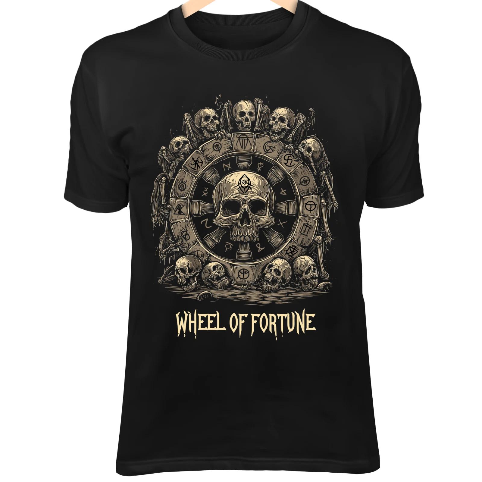 Футболка Таро КОЛЕСО ФОРТУНЫ II - Вращающееся Костяное Колесо Череп Сигилы в Пустоте S