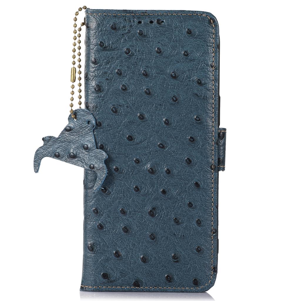 For Xiaomi 14T Case RFID Blocking Genuine Cow Leather Phone Case Ostrich Texture