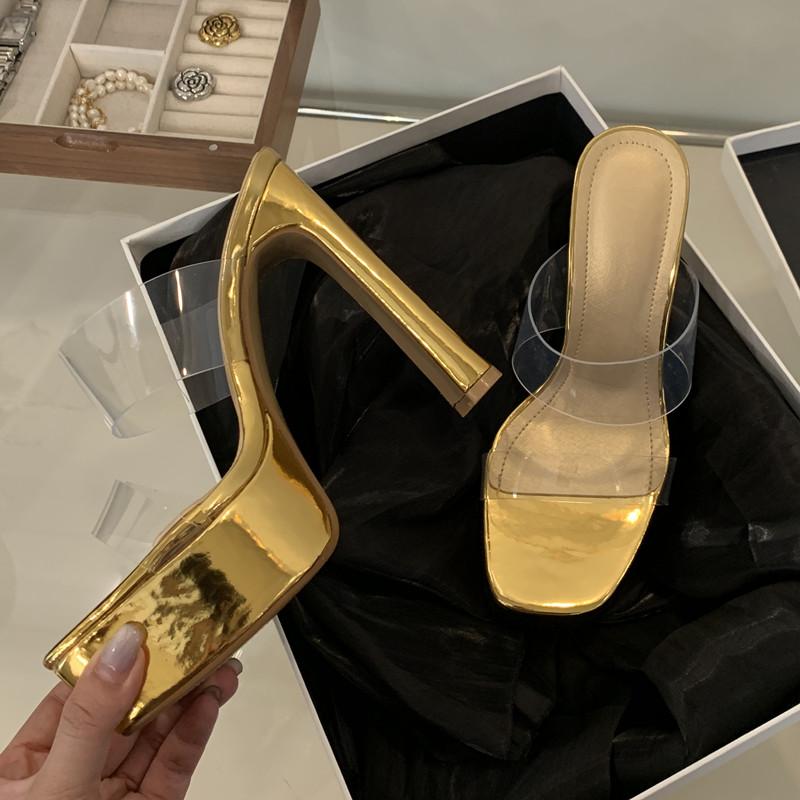 15cm Ultra High heels Platform Wedges Women Slippers Sandals Transparent PVC Chunky Heeled Mules Slides Summer Shoes