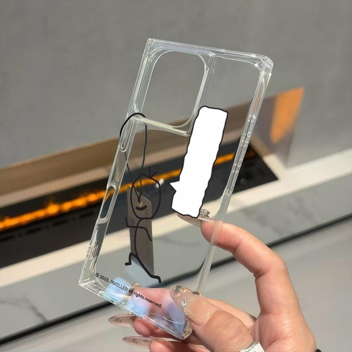 

Clear Square Back Tube Case Protection For iPhone 11 16 ProMax 15 Plus 13 14 Pro Max 12 Anti-Oxygen,Running Line People Pattern Casing iphone 11 ProMax