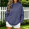 Women's Color Round Neck Loose Fit Long Sleeve Pullover Sweatshirt for Everyday Wear