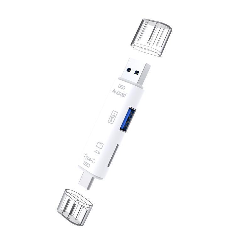 Кардридер USB 2.0 с Type-C для Android, компьютера и многофункционального OTG 2.0 TF/U диска U disk slot + TF card slot 188-high-end белый