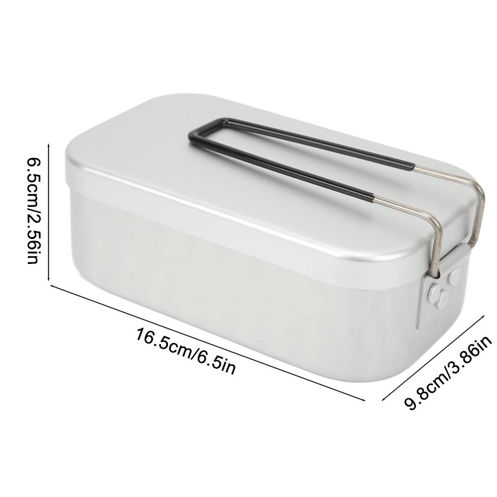 

800ML Aluminum Lunch Boxes Outdoor Camping Cookware Tableware Foldable Handles Picnic Box Cooking Food Bento Box For Hiking
