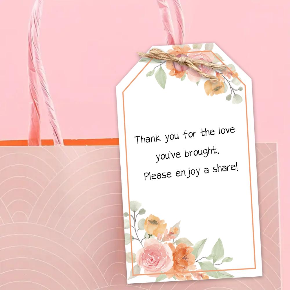 40pcs blank floral tags for gifts, weddings, bridal showers, birthdays, message cards, greeting cards, with jute twine included.