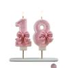 Pink Glitter Number Birthday Candles With Sweet Bow Decor Perfect For Girls Birthday Parties Baby Shower Celebrations