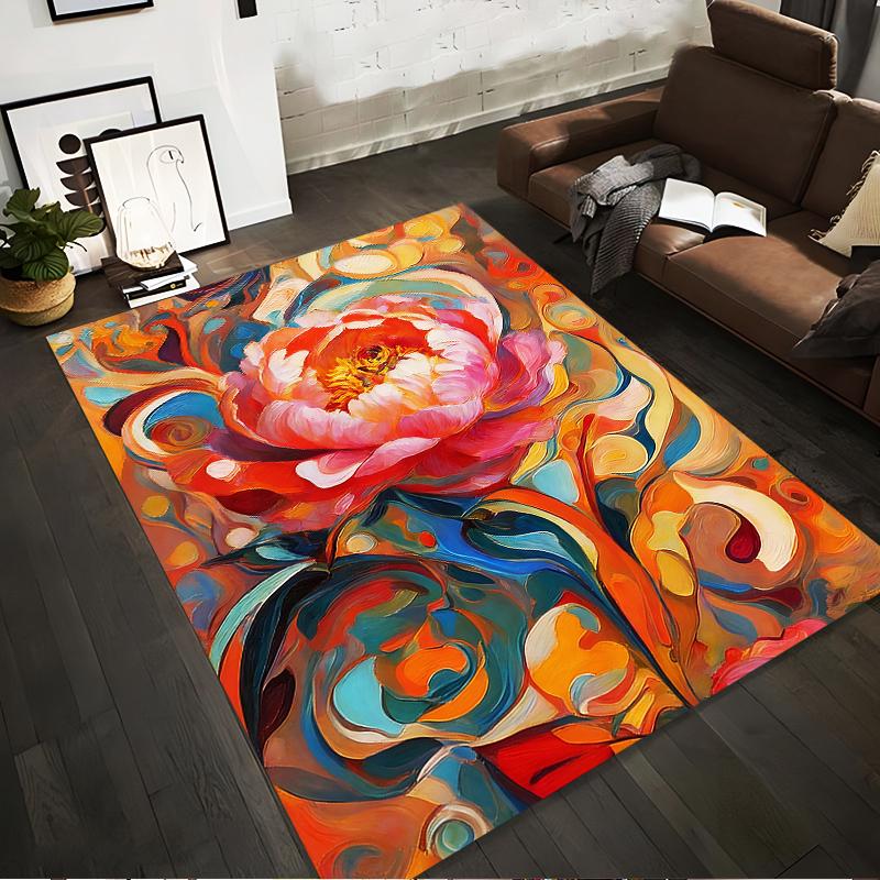 Abstract Colorful Flower Pattern Carpet for Living Room Decoration Suitable for use as an anti-slip for living room bedroom sofas