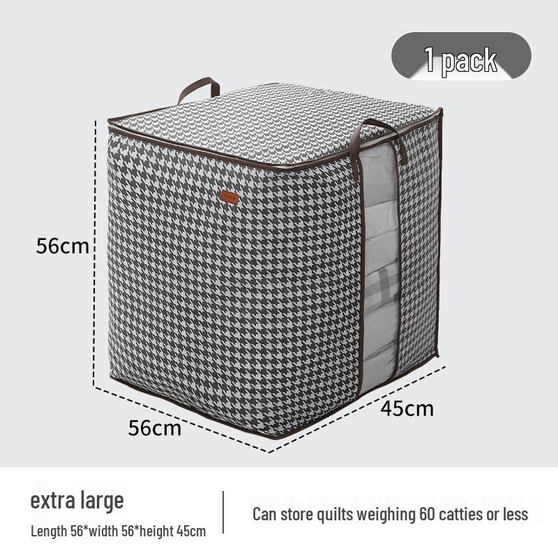 Aufbewahrungstasche für Steppdecken mit großem Fassungsvermögen, Hahnentrittmuster, feuchtigkeits- und schimmelresistent, Umzugstasche aus Vliesstoff
