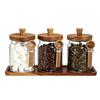 Creative High Borosilicate Glass Sealed Jar with Wooden Lid Storage Jar Coffee Tea Storage Bottle Grain Storage Bottle Container