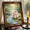 Frameless DIY Pearl Bead Painting Kit Cute Elephant Pattern Creative Relaxing Craft Canvas Home Decor Adult Gift for Kids