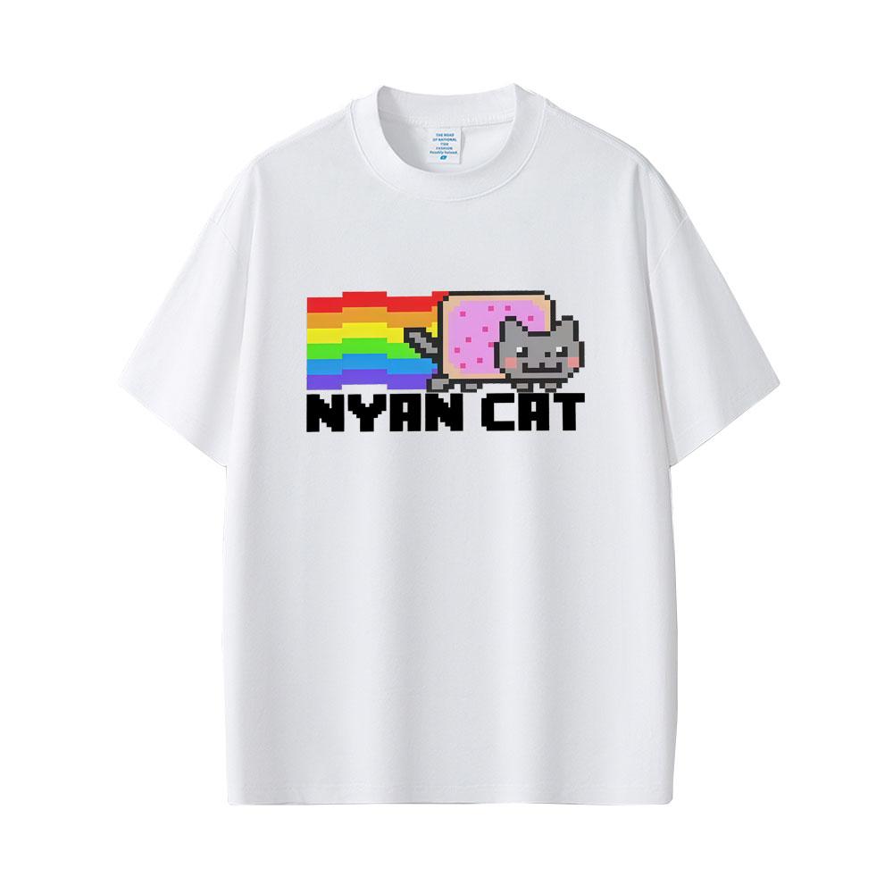 Game Rainbow Nyan Cat Funny Meme Tshirt Unisex Women Fashion Casual Cotton T Shirt Unisex Cute Kawaii Oversized Tshirts Fans Gift