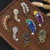 Vintage Style Peacocks Feather Brooch With Shimmering Rhinestones For Formal Event Fashion Clothing Accessories