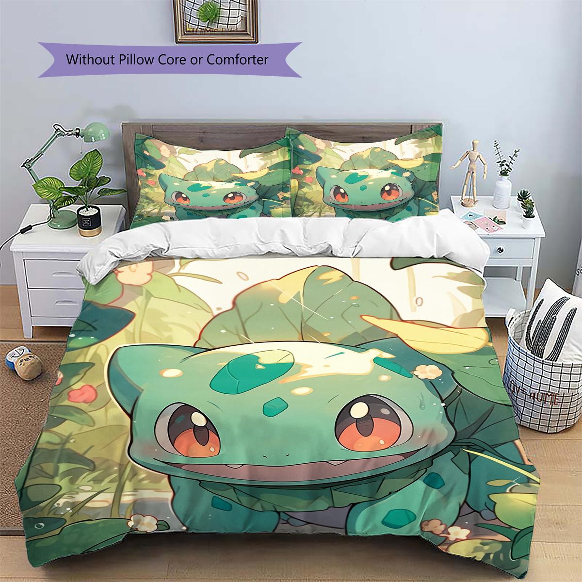 

Bulbasaur Pokemon Bedding Set, Grass Type Character Bedroom Decor, Ideal Home Gift For Enthusiasts.chl 135x200cm