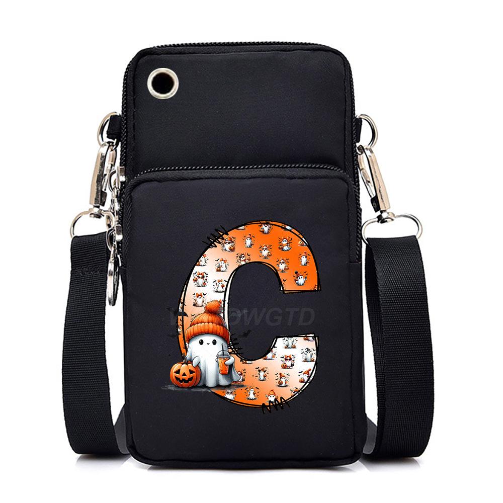 Halloween letter printing trend mobile phone bag vertical square black messenger bag change bag