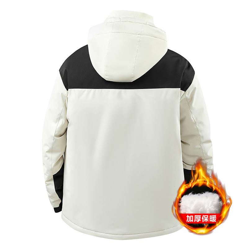 Dm Thick Cotton Jacket For Men, Solid Color, Loose Fit, Thick And Warm Cotton Jacket