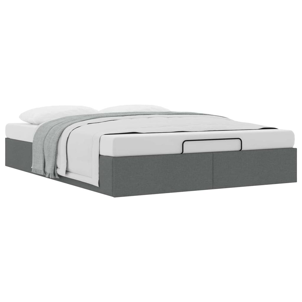 Ottoman Bed Frame Dark Grey 152 x 203 cm Fabric