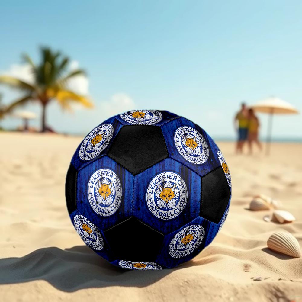 SIZE 5 Leicester City FC Soccer Ball Colorful All Ages Machine Stitched PVC Competition Ready Durable High-Bounce