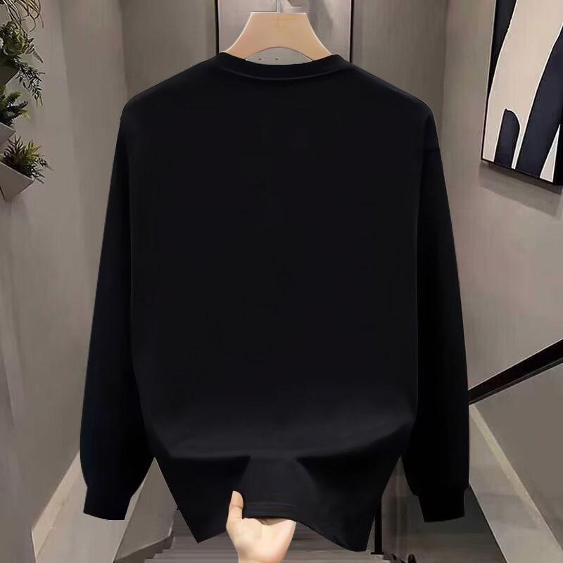 Reines Baumwoll-Schwerlast-Langarm-T-Shirt, Herbst-Trendmarke für junge Männer und Frauen, Locker, Lässig, Aufmüpfig, Gutaussehend, Business-Kleidung