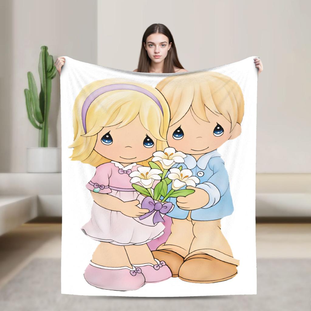 Precious Moments Blanket Picnic Flannel Bedding Throws For Couch Chair Sofa Bed Soft Warm Custom DIY Quality Bedspread Gift